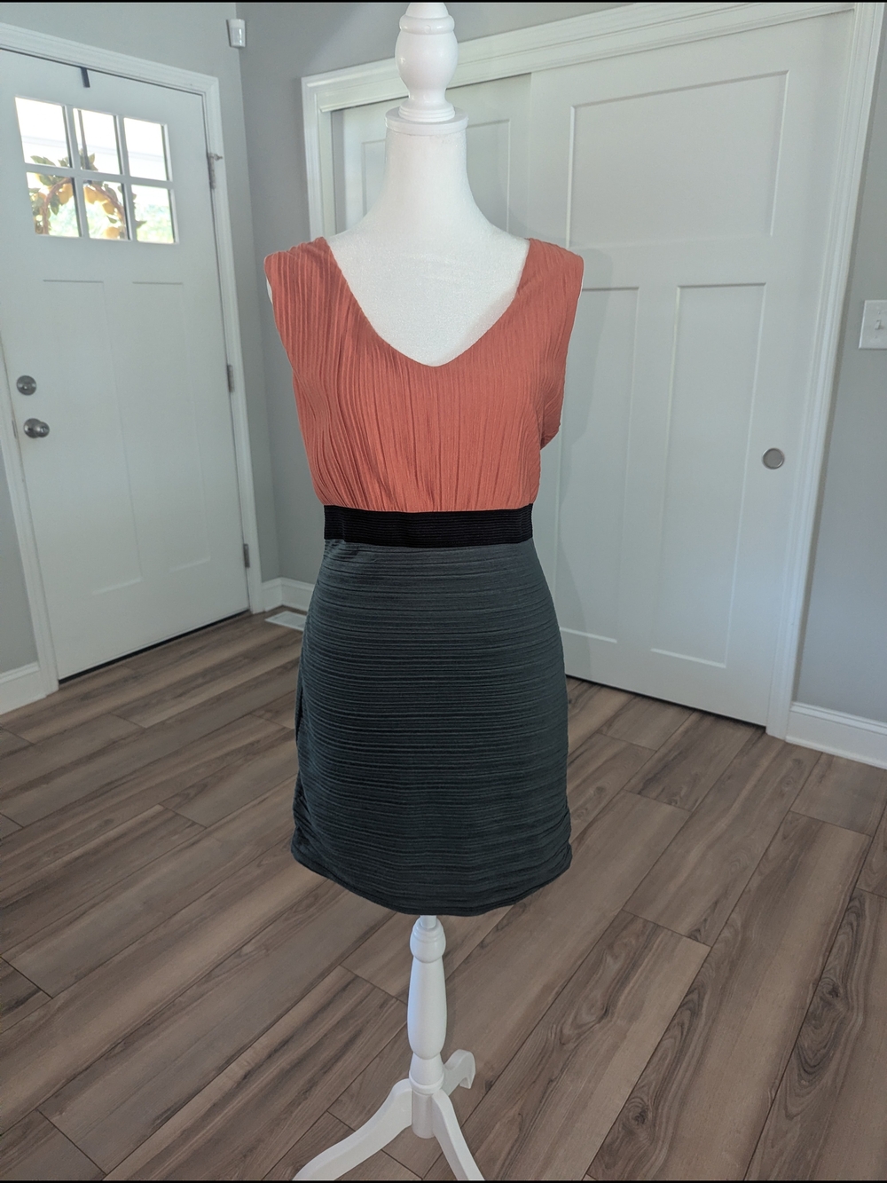 Forever 21 Rust and Charcoal Two-Tone Pleated Mini Dress